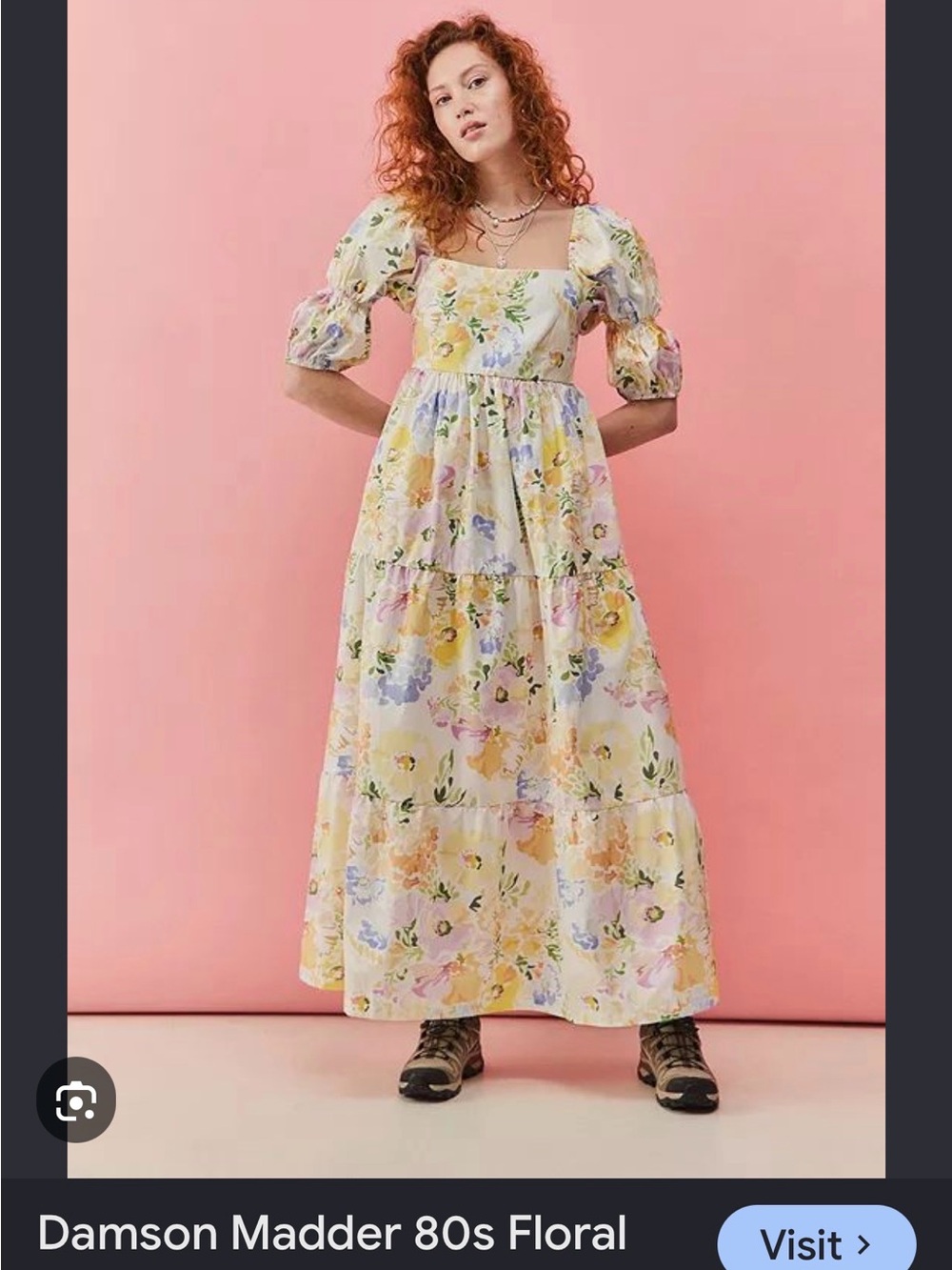 Damson Madder Floral Maxi Dress in Pastel Yellow